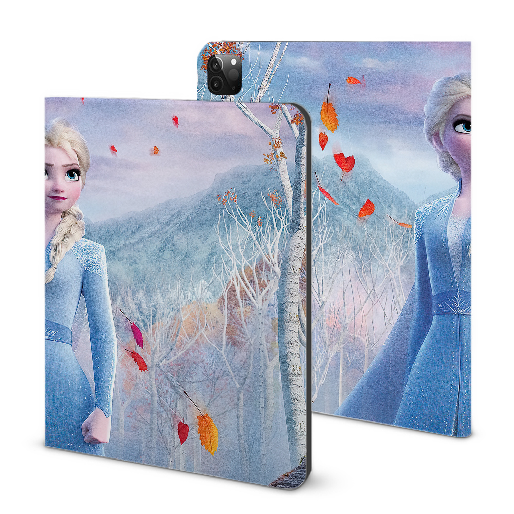 （画像用） アナと雪の女王 アンナ エルサ Frozen Anna Elsa IPadケース ペンホルダー付き ブックスタイルデザイン